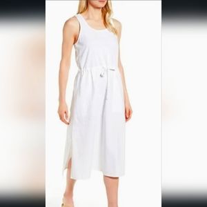 Eileen Fisher White Sleeveless Midi Drawstring Dress